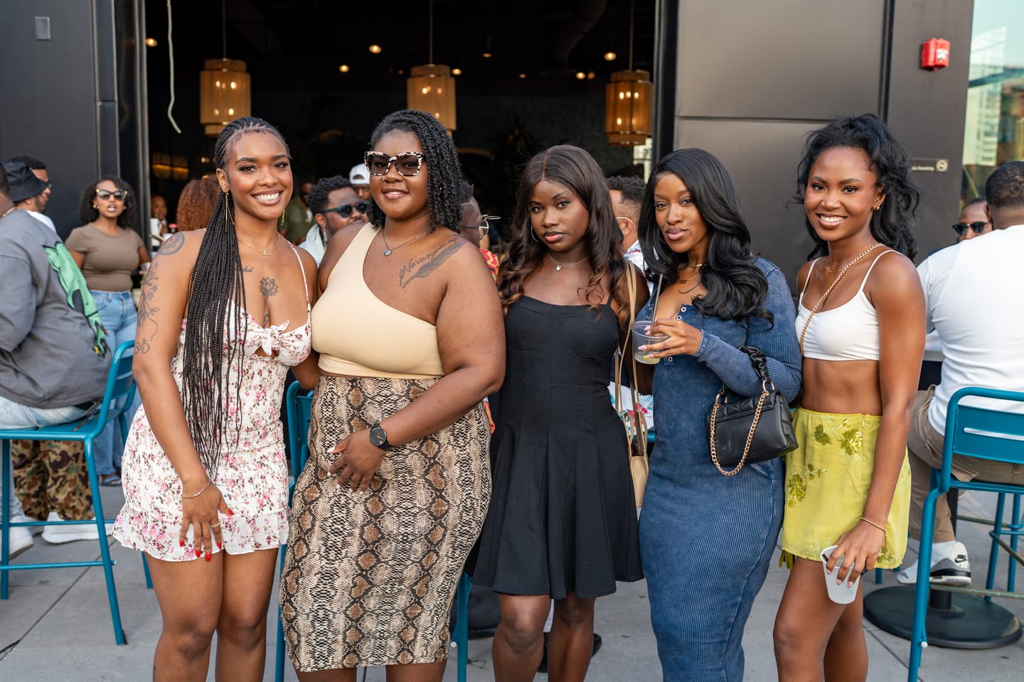 Beautiful black girls at a party on a rooftop at Puttery Chicago